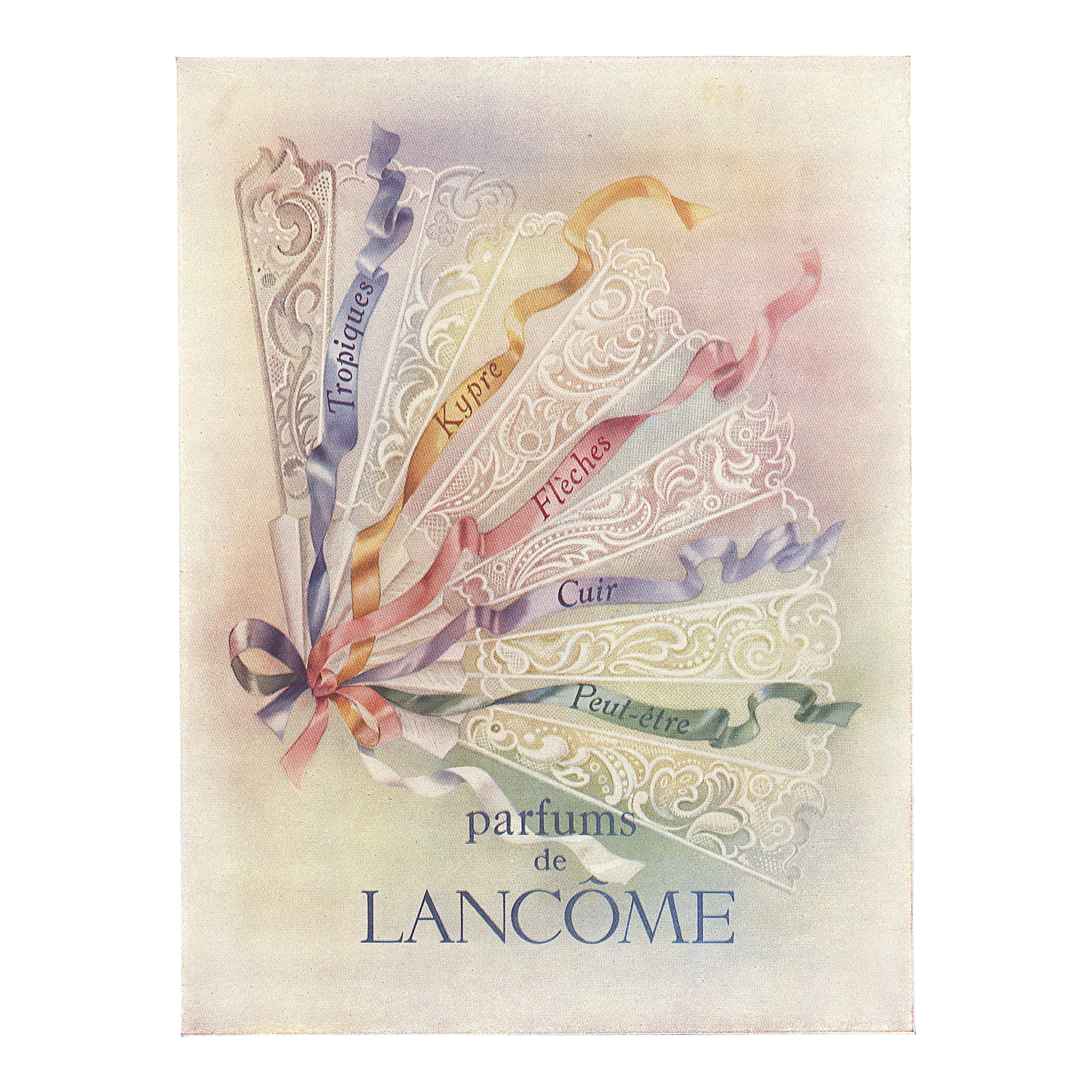 【人気/希少/額装済】LANCOMEビンテージポスター 1947 Mid-Century French Lancome Perfume Advertisement Print