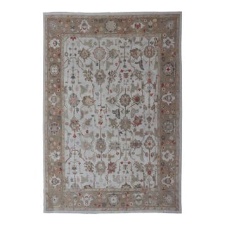 Over-Sized Oushak Turkish Rug With Large Scale Sub Geometric Design For Sale