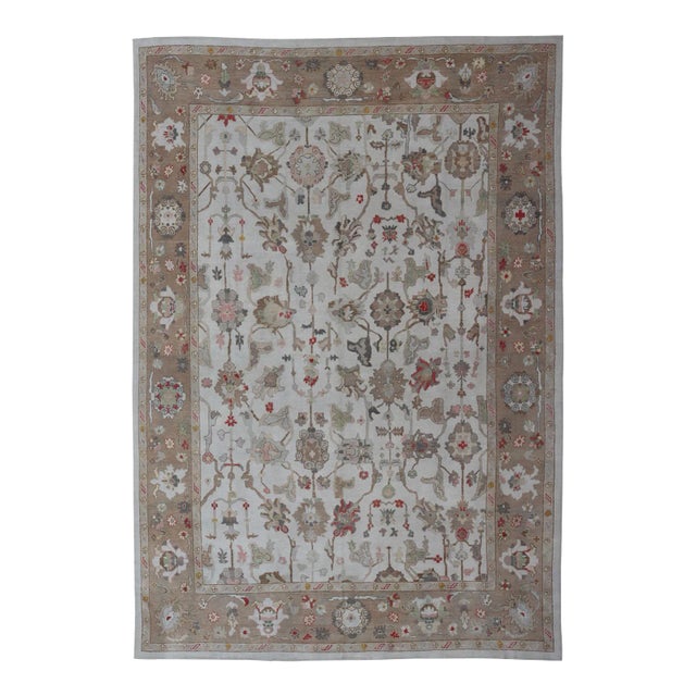 Over-Sized Oushak Turkish Rug With Large Scale Sub Geometric Design For Sale