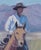 Original oil portrait by Sean Wu, Cowboy riding a horse on the field