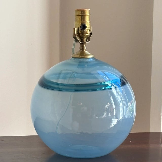 Glass Late-20th Century Richard Harkness Blown Glass Orb Table Lamp For Sale - Image 7 of 16