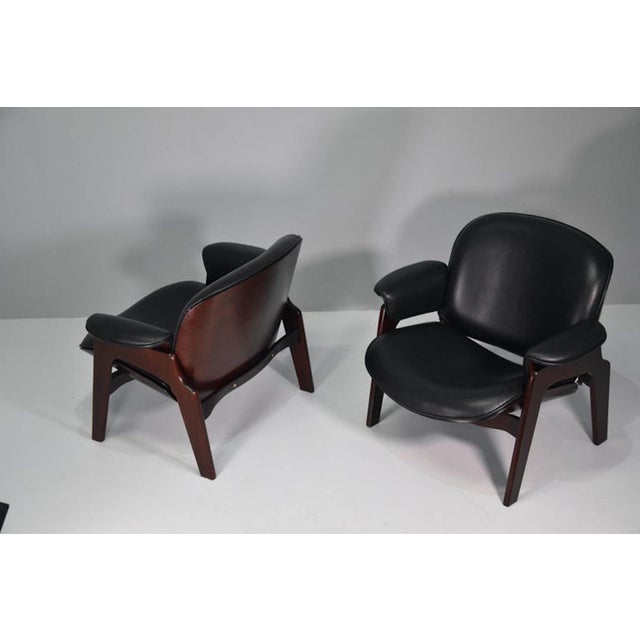 Vintage Chairs in Wood and Leather by Ico Parisi for Mim Roma, 1960s, Set of 2 For Sale - Image 12 of 18