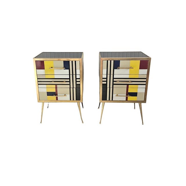 1980s Glass Bedside Tables, 1980s, Set of 2 For Sale - Image 5 of 5