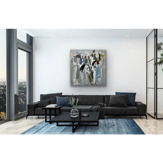 Contemporary Abstract Floral Original Oil Painting, 36" X 36" For Sale - Image 12 of 12