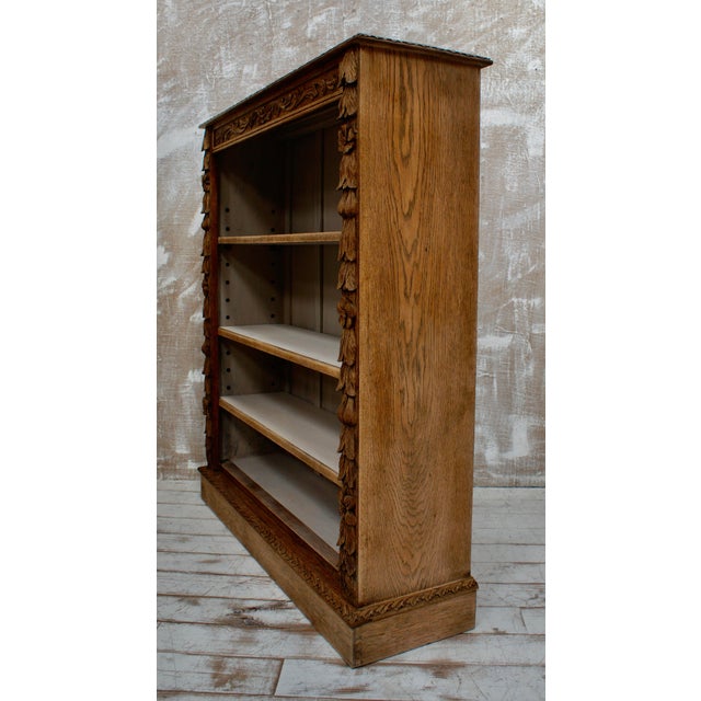 Victorian Oak Open Bookcase, 1880s For Sale - Image 6 of 11