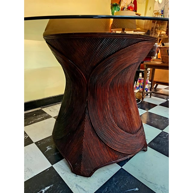 Boho Chic Rattan Marquetry Dining Table, 1980s For Sale - Image 3 of 11