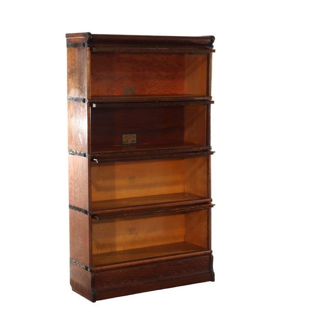 Globe Wernicke/Macey Arts & Crafts 4-Stack Oak Barrister Bookcase C1910 For Sale - Image 11 of 11