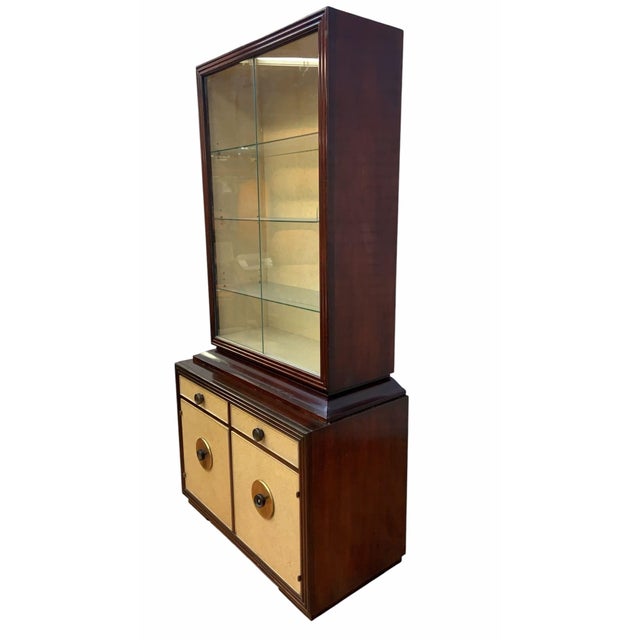 Art Deco Paul Frankl for Johnson Furniture Mahogany & Cork Buffet Cabinet For Sale - Image 9 of 12