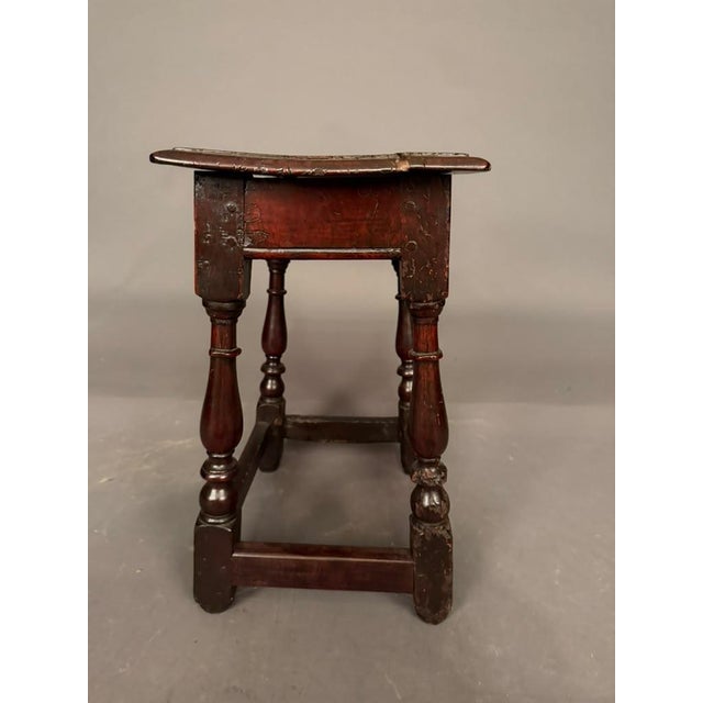 Wood 18th Century Country English Oak Low Stool, Circa 1780 For Sale - Image 7 of 13