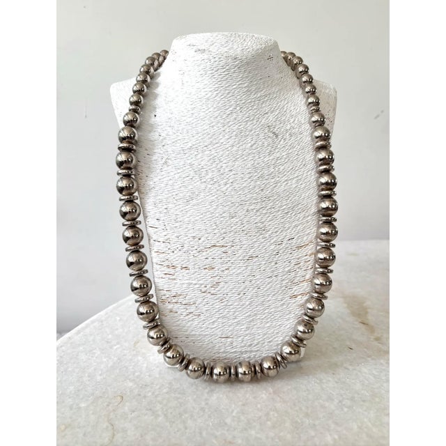 Stunning, large vintage sterling silver Native American Style beaded necklace.