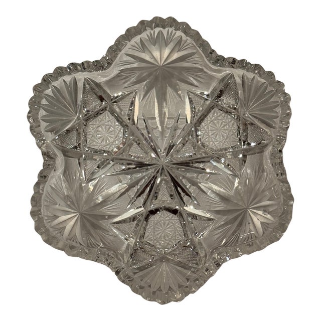 Late 19th Century American Brilliant Period Crystal Candy Dish For Sale