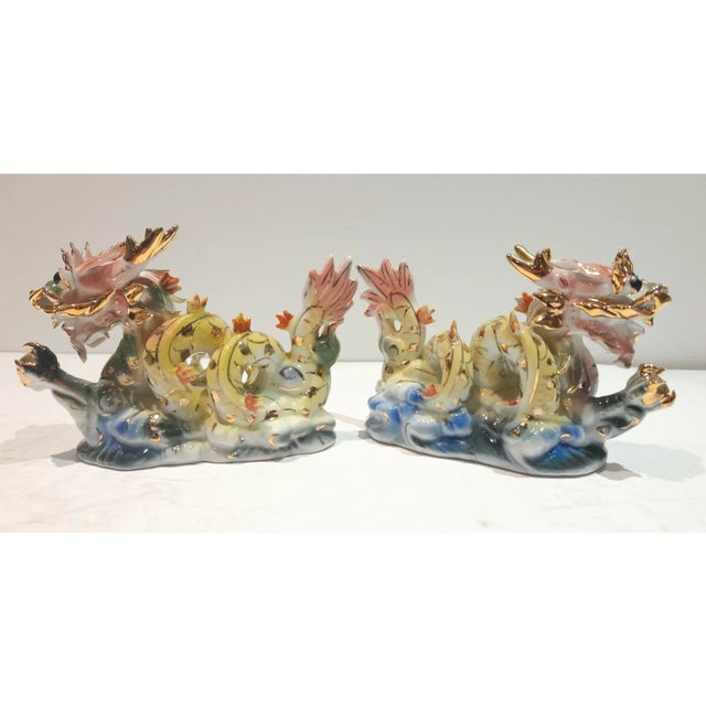 Vintage Porcelain Dragon 24k Gold For Sale - Image 6 of 11