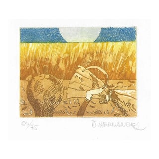 1970s Harvest Color Etching by Hernandez For Sale