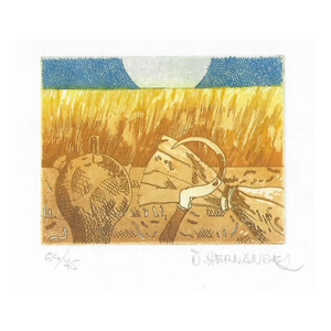 1970s Harvest Color Etching by Hernandez