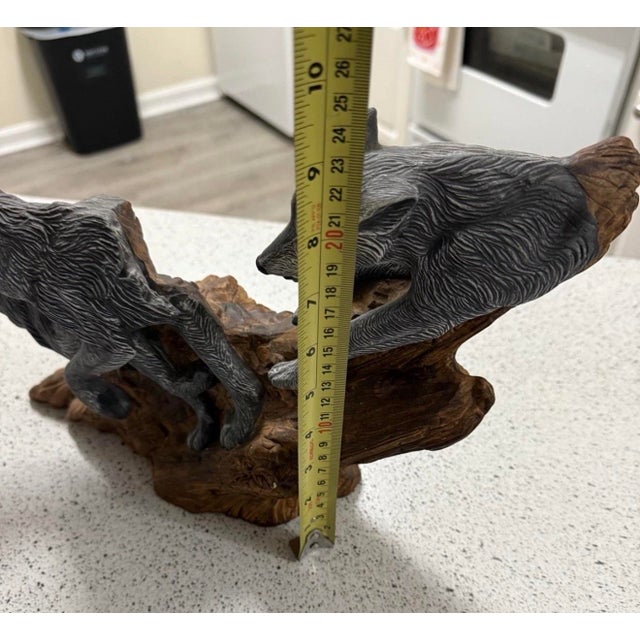 Ceramic Vintage B.Past 1999 Wolf Sculpture Running Wolf Pack Signed For Sale - Image 7 of 7