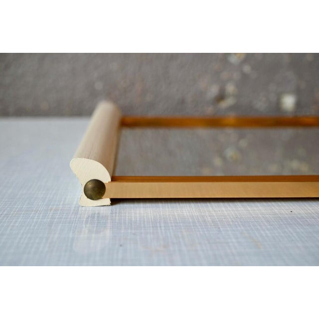 Art Deco White and Gold Mirror Service Tray, France, 1960s For Sale - Image 4 of 9