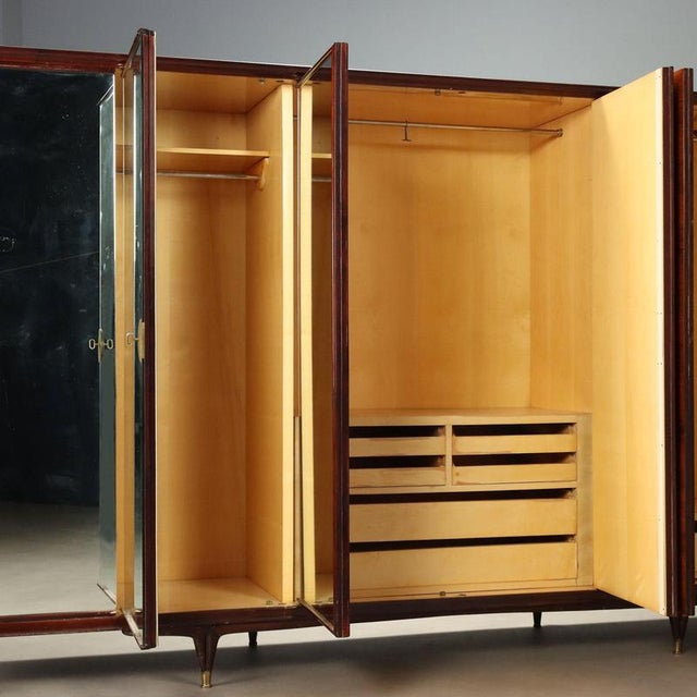 Italian Wardrobe in Wood Veneer, 1950s For Sale - Image 6 of 16