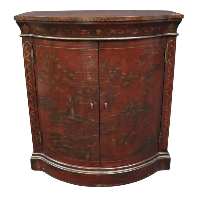 Ethan Allen Chinoiserie Red Lacquered Commode Chairish