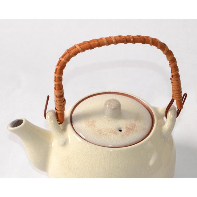 Vintage Japanese Tea Handmade Stoneware Ceramic Kotobuki - Set of 3 For Sale - Image 9 of 15