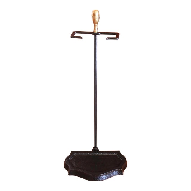 Cast Iron and Brass Antique Fire Tool Stand For Sale