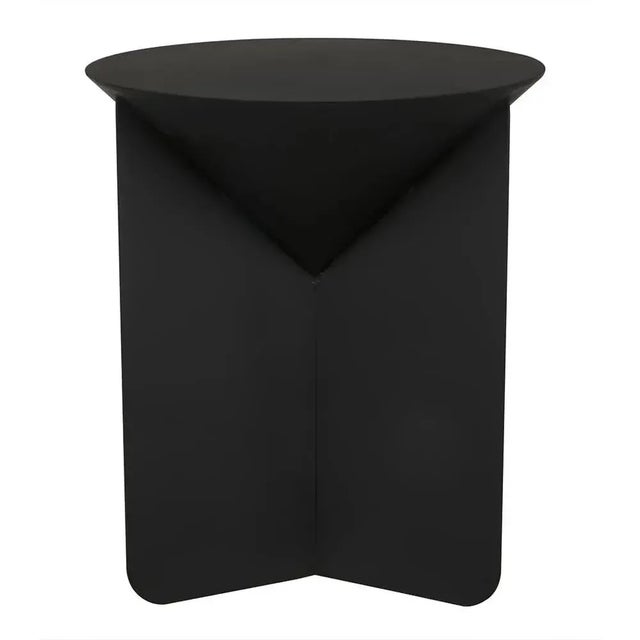 Spare and sophisticated, the lines of this black metal side table are at once futuristic and familiar, and inspired by the...