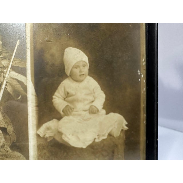 Early 20th Century Antique Framed Photograph Collage: Toddler Dressed as Native American For Sale - Image 5 of 8