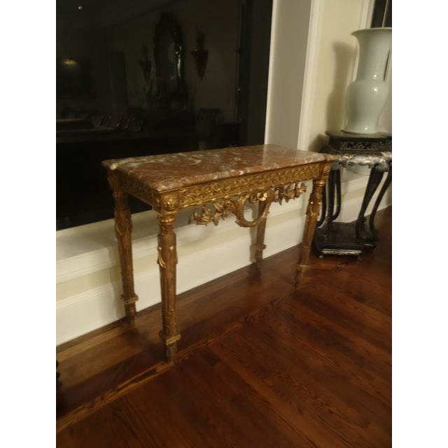 Late 18th Century Neoclassical Giltwood Console With Marble Top For Sale In Los Angeles - Image 6 of 9