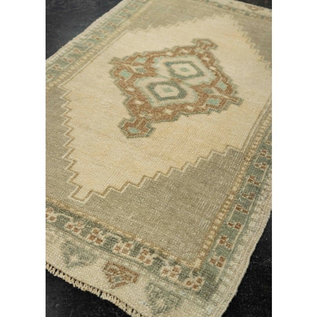 Textile Turkish Mini Rug Oriental Hand Knotted Vintage Rug 1'9" x 3'3" #21140 For Sale - Image 7 of 8