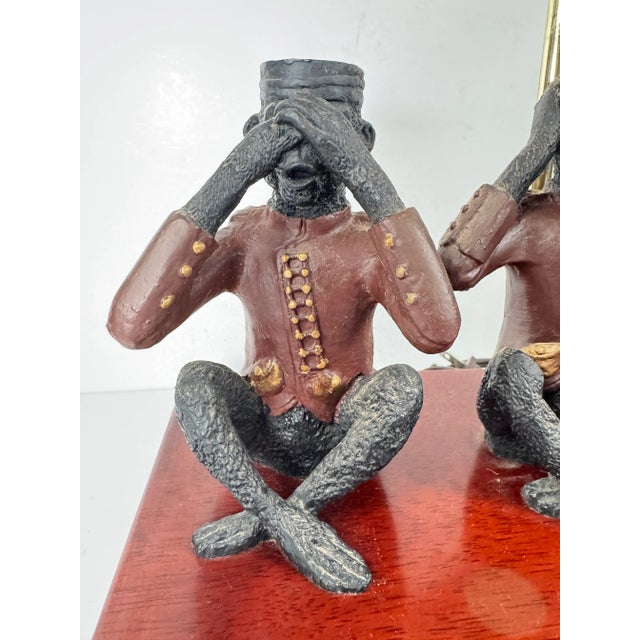 Surrealism Vintage Wise Monkeys Table Lamp. See, Hear, Speak No Evil. For Sale - Image 3 of 12
