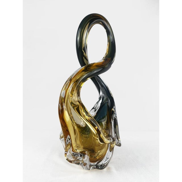 Vintage Czech Blue Gold and Clear Crystal Sommerso Glass Basket, 1960 For Sale - Image 11 of 13