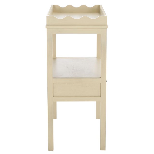 Beige Darlyn Scalloped Rectangle Accent Table in Sand For Sale - Image 8 of 9