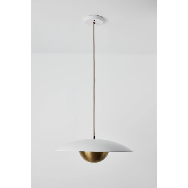 Gabi' Perforated Brass Dome & White Painted Metal Pendant by Alvaro Benitez For Sale - Image 10 of 13
