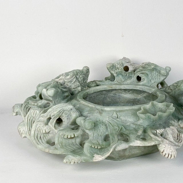 1970s Large Vintage Chinese Dragon Bowl or Centerpiece, Soapstone, Circa 1970 For Sale - Image 5 of 11