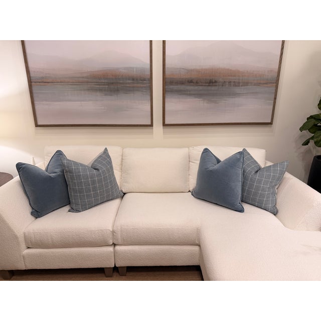 Contemporary Daniel Design Studio Dusty Blue and White Accent Pillow For Sale - Image 3 of 3