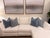 Contemporary Daniel Design Studio Dusty Blue and White Accent Pillow For Sale - Image 3 of 3