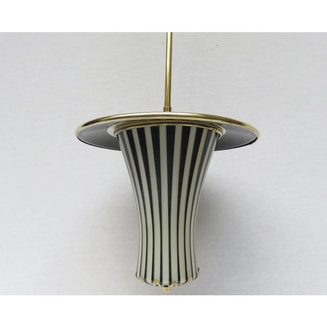 Black Black and White Italian Pendant Lamps, 1950s, Set of 2 For Sale - Image 8 of 18