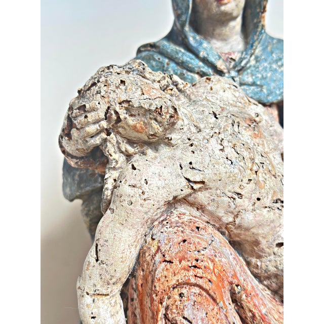 Pieta, Vesperbild, 17th Century German, Carved Wood, Painted For Sale - Image 5 of 13