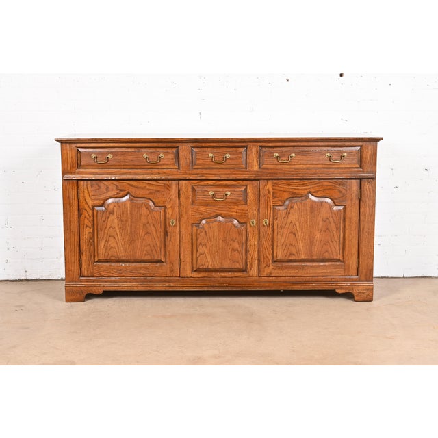 Baker Furniture Welsh Oak Sideboard Buffet or Bar Cabinet For Sale - Image 12 of 12