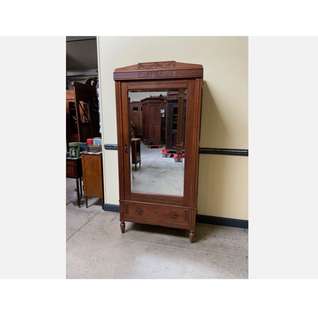Brown Vintage Art Deco Wardrobe in Oak, 1930 For Sale - Image 8 of 10
