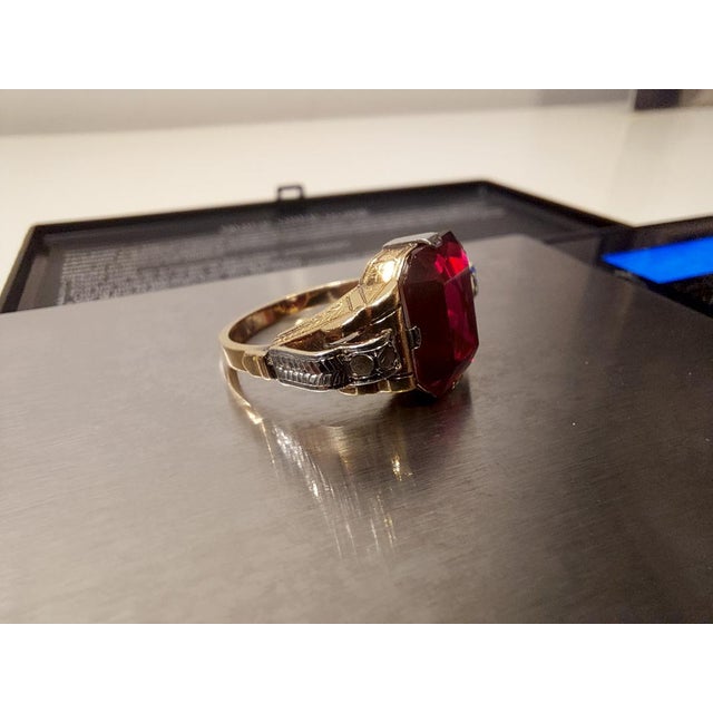 Amtique 18kt Gold Ring with Garnet and Precious Stones, 1890s For Sale - Image 18 of 18