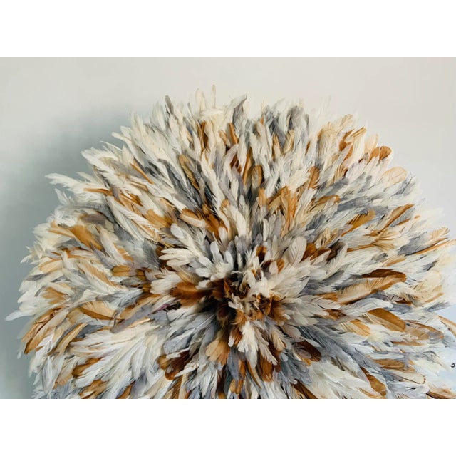 Modern Juju Hat Feathers Wall Hanging in Cream For Sale - Image 6 of 6