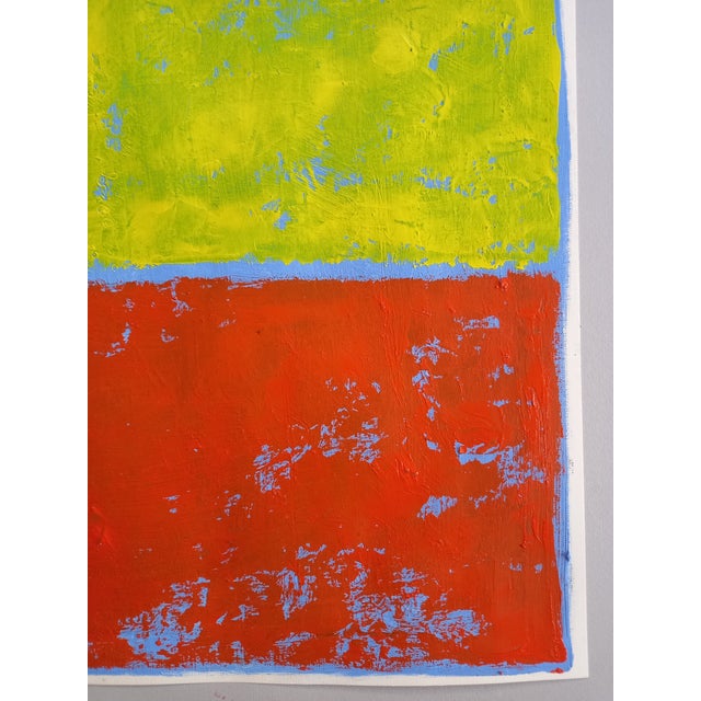 Contemporary Mark Rothko Inspired 'Yellow and Orange Over Blue' Color Field Minimalist Original Oil Painting by Diane Grant | Unframed | Color Field For Sale - Image 3 of 9