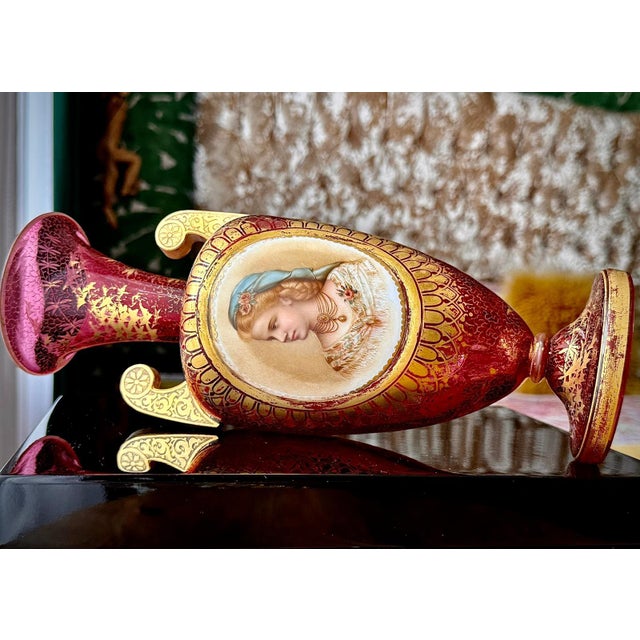 Bohemian Ruby Cranberry Glass Urn Vase from Moser, 1880 For Sale - Image 13 of 18