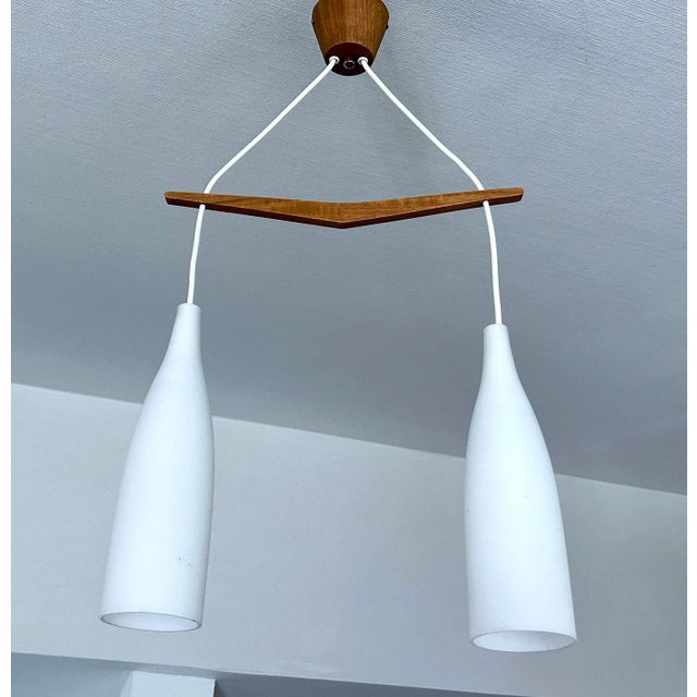 Scandinavian Pendant Light in Teak and Glass, 1960s For Sale - Image 15 of 15
