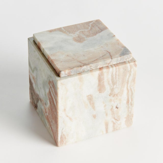 Contemporary Jaqueline Marble Square Lidded Box Tall For Sale - Image 3 of 4