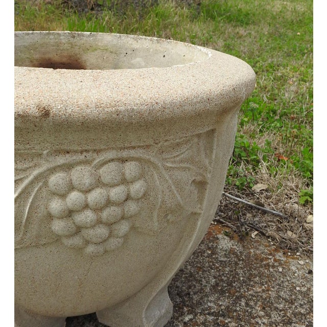 Vintage Concrete Planter Grape Vine Design Chairish