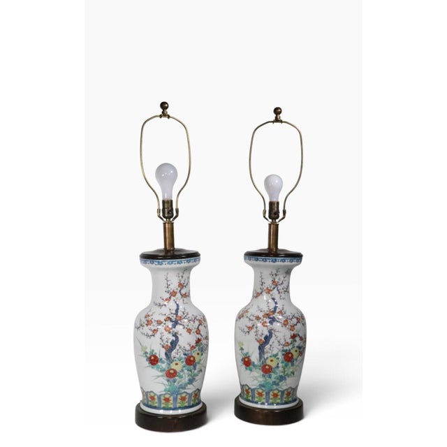 Wood Mid 20th Century Chinese Style Ceramic Lamps by Frederick Cooper - Pair For Sale - Image 7 of 18