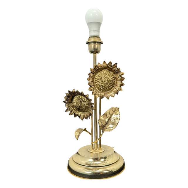 Brass Sunflower Table Lamp For Sale