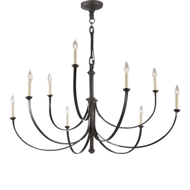 Suzanne Kasler for Visual Comfort Signature Reims Large Chandelier in Aged Iron For Sale