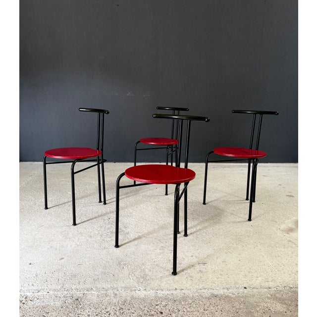 Postmodern Postmodern Slender Dining Chairs, Italy, 1980s, Set of 4 For Sale - Image 3 of 18